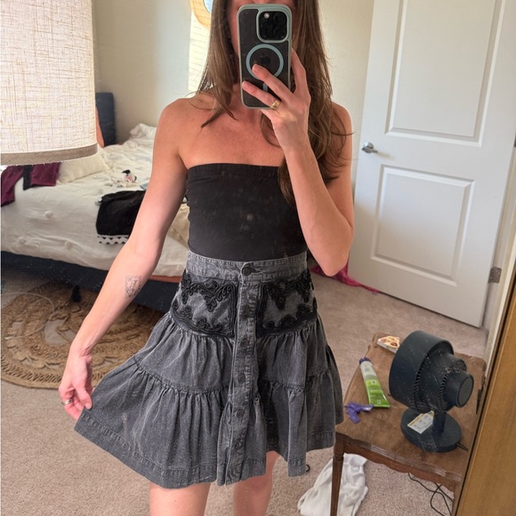 NWT Free People Black Denim Skirt - Picture 5 of 5